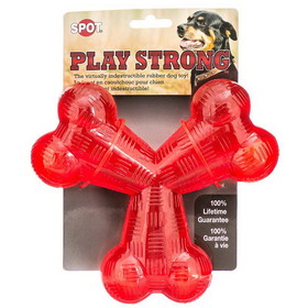 Spot Play Strong Rubber Trident Dog Toy - Red, 6" Diameter, 54007