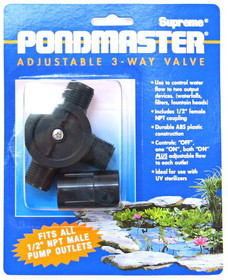 Pondmaster Adjustabel 3-Way Valve, 1/2" Diverter Valve for Models 2, 3, 5 & 7, DV99