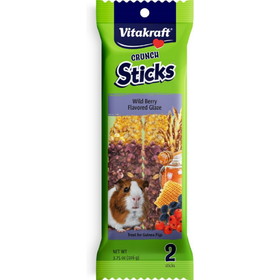Vitakraft Triple Baked Crunch Sticks Treat for Guinea Pigs - Berry & Yogurt Flavor, 2 Pack, 26378
