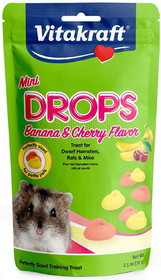 Vitakraft Mini Drops Treat for Hamsters, Rats & Mice - Banana & Cherry Flavor, 2.5 oz, 35994