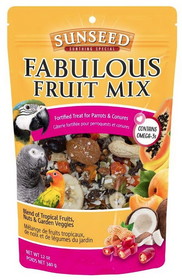 Sunseed Fabulous Fruit Mix Fortified Treat for Parrots and Conures, 12 oz, 59205