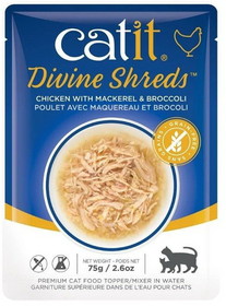 Catit Divine Shreds Chicken with Mackerel and Broccoli, 2.65 oz, 44684