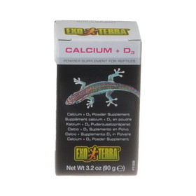 Exo Terra Calcium + D3 Powder Supplement for Reptiles, 3.2 oz (90 g), PT1856