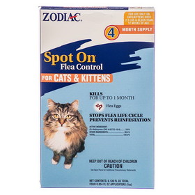 Zodiac Spot on Flea Controller for Cats & Kittens, 4 Pack, 100505296