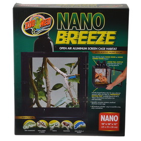 Zoo Med Nano Breeze Aluminum Screen Cage Habitat, 1 Pack (10"L x 10"W x 12"H), NT-9