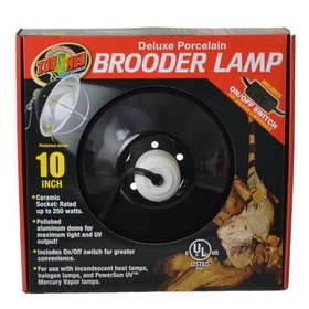 Zoo Med Delux Porcelain Brooder Lamp - Black, Up to 250 Watts (10" Diameter), LF-15