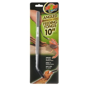 Zoo Med Angled Stainless Steel Feeding Tongs, 1 Pack - (10" Long), TA-23