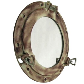 India Overseas Trading AL4870J Porthole Mirror Aluminum Red-Brown, 11.25"