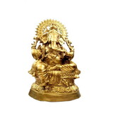 India Overseas Trading AL 50134B Aluminum Ganesh Statue (Brass Finish)