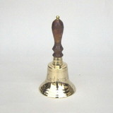 India Overseas Trading BR18994 Brass Bell, Wooden Handle Engraved 