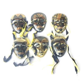 India Overseas Trading BR 2000 Mask Set of 6, Brass & Gold