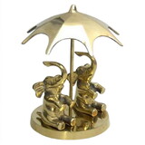 India Overseas Trading BR 2075E Two Elephants Under Umbrella Statue