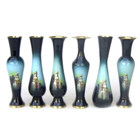 India Overseas Trading BR 21104 Brass Roman Picture Vase Set 6, 8"