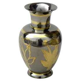 India Overseas Trading BR 21441 Brass Vase Black Flowery, Oxidized Steel Finish