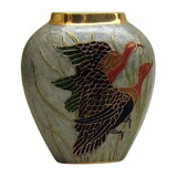 India Overseas Trading BR 2184 Brass Vase, Birds Enameled