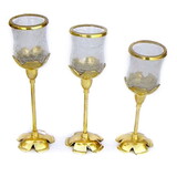 India Overseas Trading BR 22282 Candle Holder, Set Of Three, Tulip
