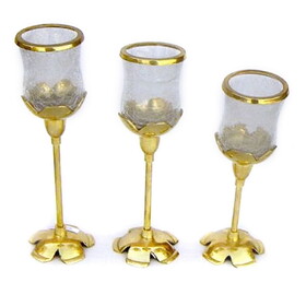 India Overseas Trading BR 22282 Candle Holder, Set Of Three, Tulip