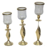 India Overseas Trading BR 22314 Brass Glass Candle Holder Set of 3