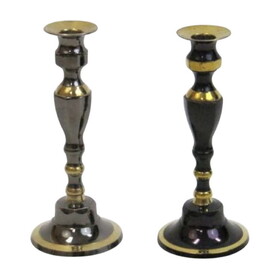 India Overseas Trading BR 2266 Solid brass Candle Stick Holder, Black