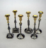 India Overseas Trading BR 2278B Solid Brass Candle Holders, Black Set 6