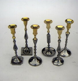 India Overseas Trading BR 2278B Solid Brass Candle Holders, Black Set 6