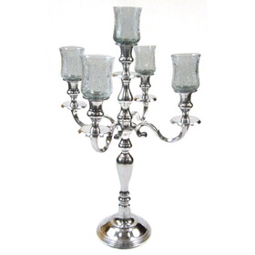 India Overseas Trading BR 22911 5-Prong Candle Holder, Aluminum, 24"