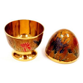 India Overseas Trading BR 2335 Solid Brass Egg Box With Stand, Enamel