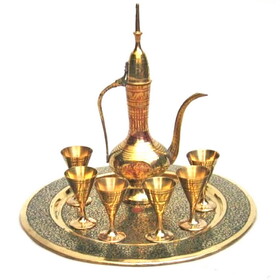 India Overseas Trading BR 2350 Etched, Painted Brass Wine Set w Aftaba