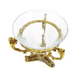 India Overseas Trading BR 2410 Brass Stand Crackle Glass Container