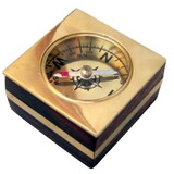 India Overseas Trading BR 4841 Wooden Desk Compass, Brass Inlay