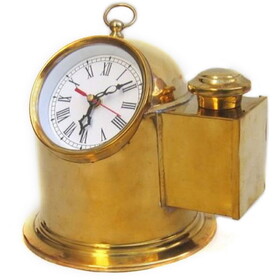 India Overseas Trading BR 48451 Brass Binnacle Clock - Doesn't include oil lamp