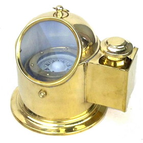India Overseas Trading BR 4845 Brass Binnacle Compass With Oil Lamp