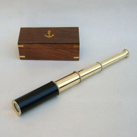 India Overseas Trading BR 4852B Brass Pullout Telescope, Wood Box
