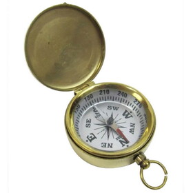 India Overseas Trading BR 4885H Brass Pocket Compass w White Dial & Lid