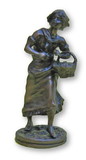 India Overseas Trading BRZ5004 - Girl With Basket Statue, Bronze
