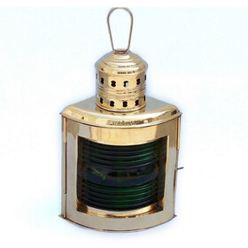 India Overseas Trading CO 15281 Copper Ship Lamp Large, Green (Starboard) Glass with Oil Lamp