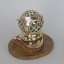 India Overseas Trading CO 52570 Copper Brass Divers Helmet With Wooden Base