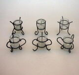 India Overseas Trading MR 22791 Votive Candle Holder Cracked Glass Set of 6