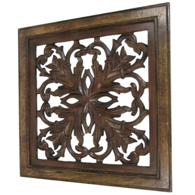 India Overseas Trading SH 15754 Carved Wooden Wall Panel, Wall Hanging, Leafs