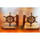 India Overseas Trading SH 48656 Bookend Pair Wooden Ship Wheel Brass Fitted, Price/Set of 2
