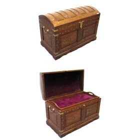 India Overseas Trading SH 7029 Solid Wooden Chest Trunk, Brass Inlay