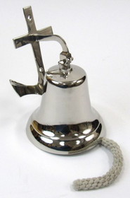 India Overseas Trading SP 1880 Chrome Finish Brass Wall Anchor Ship Bell with Rope, 6.5"