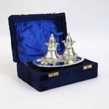 India Overseas Trading SP 2089 Chrome Plated Brass Salt & Pepper Set in Velvet Box