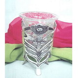India Overseas Trading SP 7575 Silver Plated Flower Stand W Crack Glass