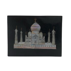 India Overseas Trading SS 23183 Soapstone Black Box, Taj Mahal, Inlaid