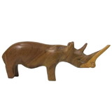 India Overseas Trading WW 129 Hand Carved Wooden Rhino Made in Africa