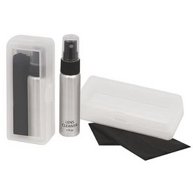 OptiSource 99-LC1THEBOXBK-100 NON-IMPRINTED "The Box" Lens Cleaner Kit - 1 oz. - Black Sprayer & Black Cloth (100/box)
