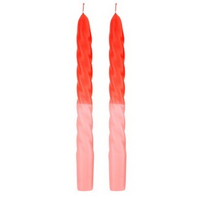 Slant Collections 10-02812-037 Tapered Candle - Red Pink - Set of 2