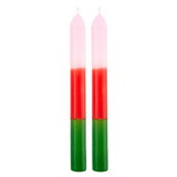 Slant Collections 10-02812-038 Tapered Candle - Thimblepress x Slant Pink Red Green - Set of 2