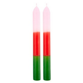 Slant Collections 10-02812-038 Tapered Candle - Thimblepress x Slant Pink Red Green - Set of 2